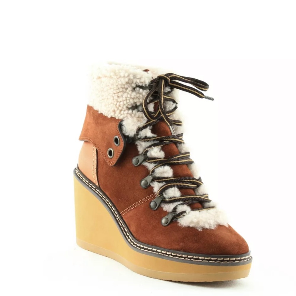 See by Chloe | Eileen shearling lined wedge Hiker Booties | Sz41/10